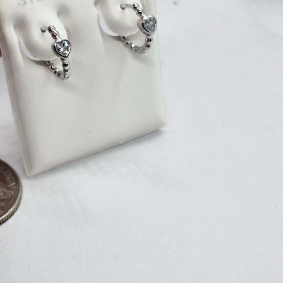 Brand New   Sterling Silver 925 Heart Earrings - Picture 2 of 4